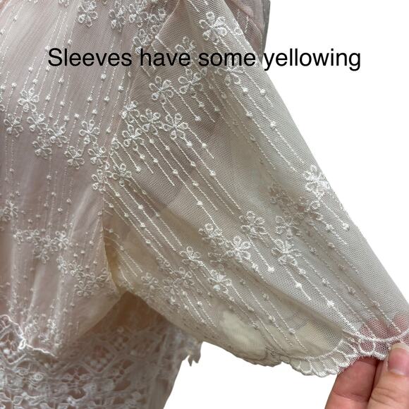 VTG Magnet Art Lynn Yang 2 Piece Set Maxi Dress Top Sz L Pastel Pink Crochet 90s - Picture 15 of 16